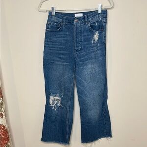 Boyish Blue Ankle Cropped Jeans with Raw Hem